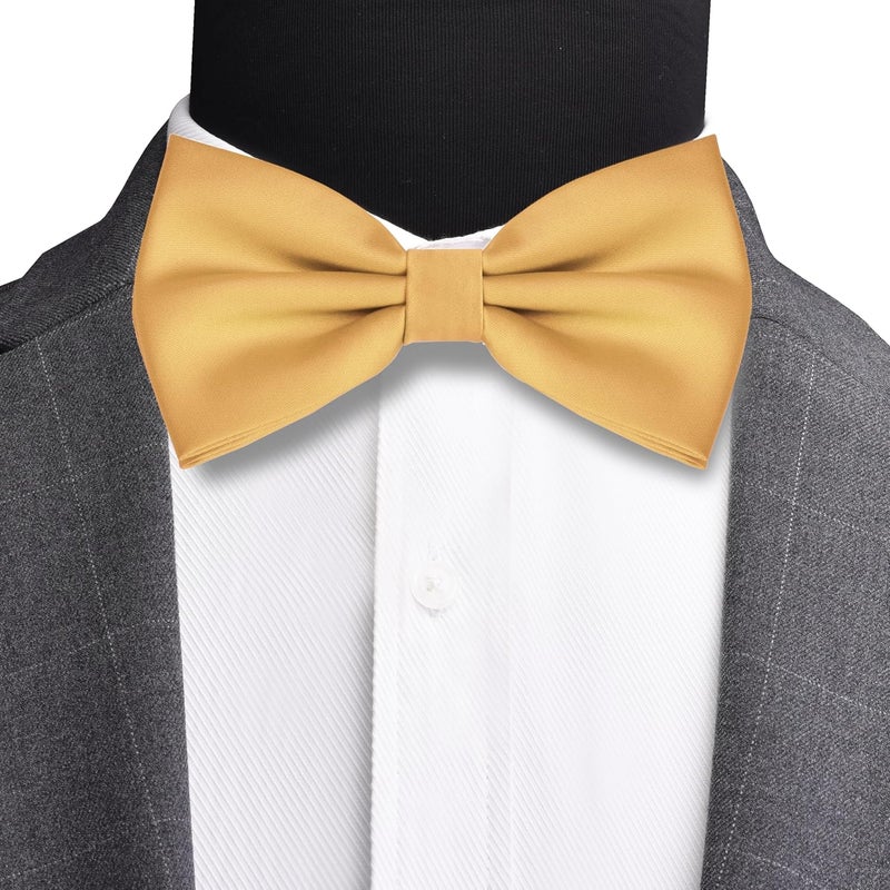 Branduce Mens Solid Color Double Fold Pre-tied Bow Tie and Pocket Square Set - Image 2